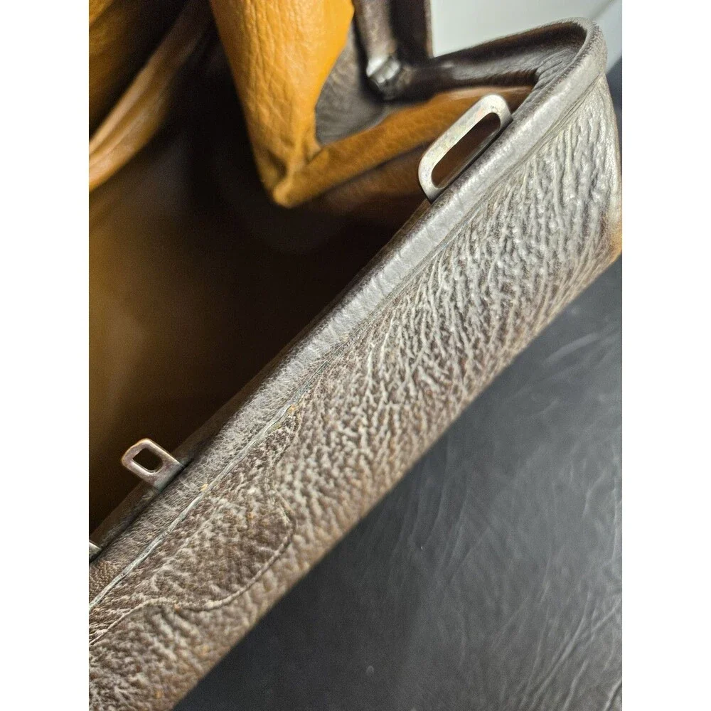 Vintage Mid Century Leather Doctor's Medical Bag Sharkskin